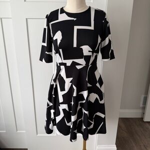 Donna Morgan Black and White Geometric Dress - 6